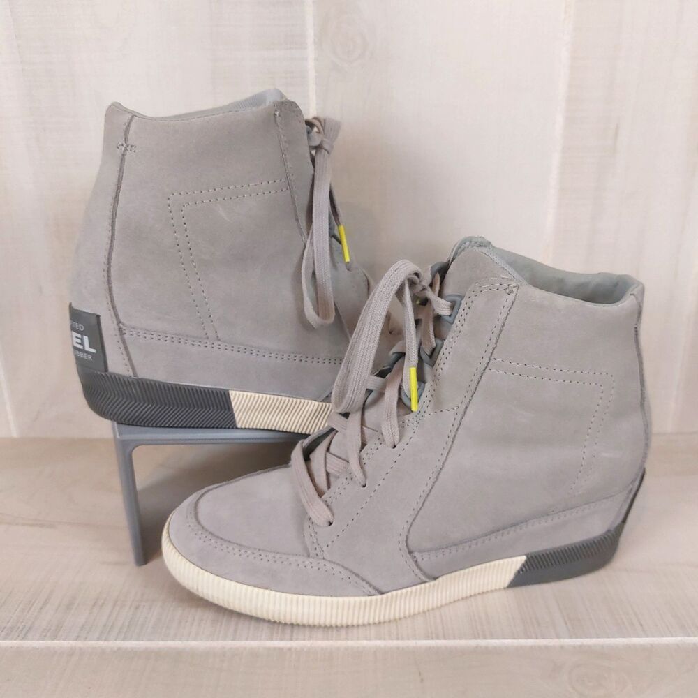 Sorel Out N About Wedge Sneaker Boot Women's Size 7.5 Gray Suede Waterproof